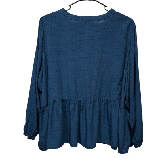 Lane Bryant Boho Peasant Shirt V Neck Button Lace Blue Plus Size 28 Top - Picture 2 of 11